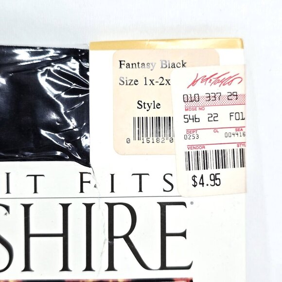 Vintage Berkshire Pantyhose Plus Size Queen 1X Off Black Nylon Sandalfoot - Picture 3 of 7